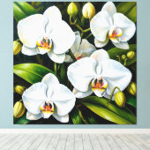 schöne weiße Orchideen Leinwanddruck (Insitu (Holzboden))