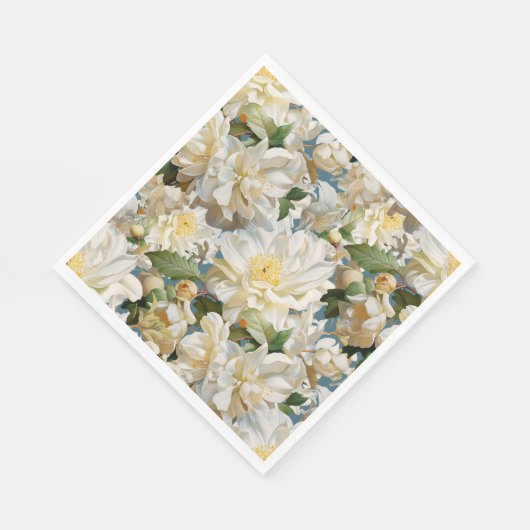 Schöne weiße Perle und magnolisches Muster Serviette (Ecke)