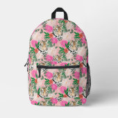 Schöne weiße rosa Tiger-Blumenmalerei Bedruckter Rucksack (Vorderseite)