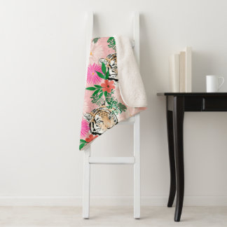 Schöne weiße rosa Tiger-Blumenmalerei Sherpadecke