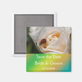 Schöne weiße Rose Blume Save the Date Magnet (Vorderseite/Rückseite)