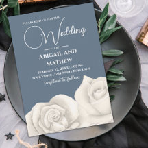 Schöne Weiße Rose, duftiges Blau und Weiße Hochzei