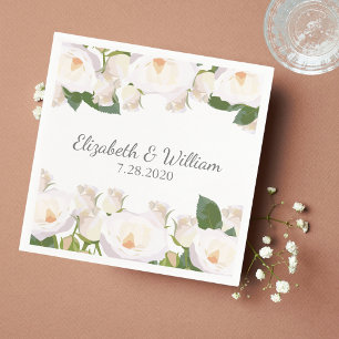 Schöne weiße Rose Elegante Romantische Hochzeit Serviette