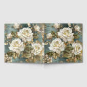 Schöne weiße Rosen auf Blau Gästebuch (Voll)