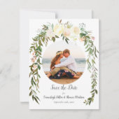 Schöne Weiße Rosen Floral Save The Date (Vorderseite)