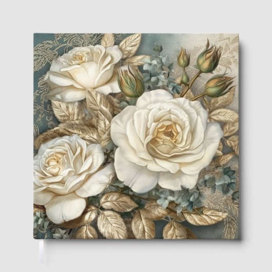 Schöne weiße Rosen Gästebuch (Vorderseite)