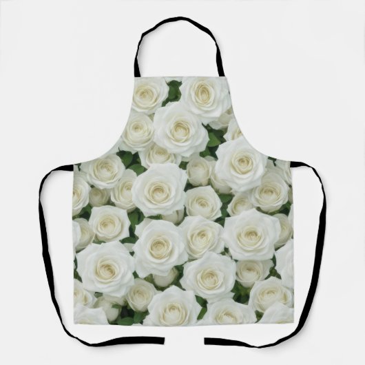 Schöne weiße Rosen Schürze (Vorderseite)
