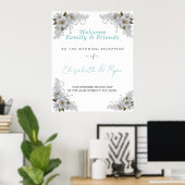 Schöne weiße Rosen Spitze und Perlen Poster (Heimbüro)