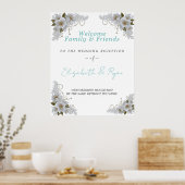 Schöne weiße Rosen Spitze und Perlen Poster (Küche)