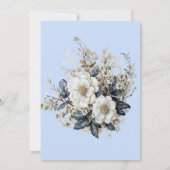 Schöne weiße Rosen Vines Blau Blätter Einladung (Rückseite)