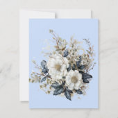 Schöne weiße Rosen Vines Blau Blätter Save The Date (Rückseite)