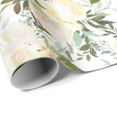 Schöne weiße Rosen Wasserfarbe Geschenkpapier (Rolleneckpunkt)