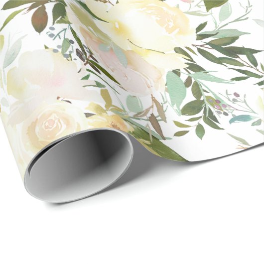 Schöne weiße Rosen Wasserfarbe Geschenkpapier (Rolleneckpunkt)