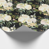 Schöne weiße Rosen Wasserfarbe Schwarz Geschenkpapier (Ecke)