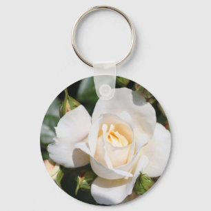 schöne weiße Rosenblume. Liebe und Romantik Schlüsselanhänger