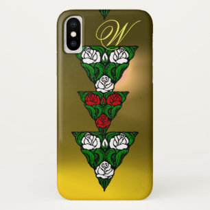 SCHÖNE WEISSE ROTE ROSEN TRIANGLE MONOGRAM iPhone X HÜLLE