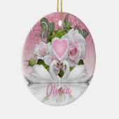 Schöne weiße Schwäne - personalisieren Keramik Ornament (Rechts)