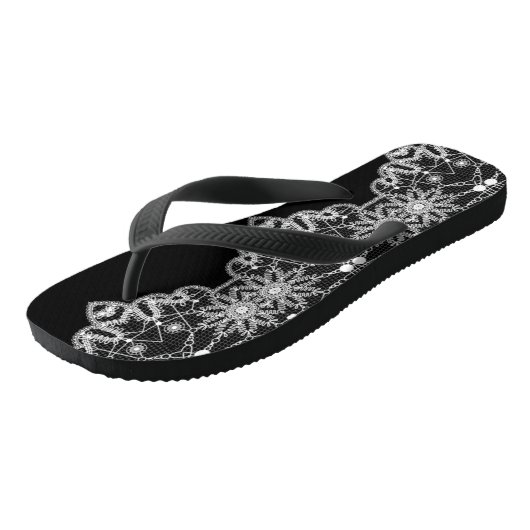 Schöne weiße Spitzen Elegantes Flip Flops Badesandalen (Schrägansicht)