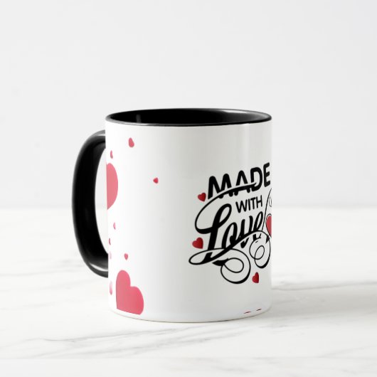 Schöne weiße Tasse: Mache mit Liebe Tasse (Vorderseite Links)