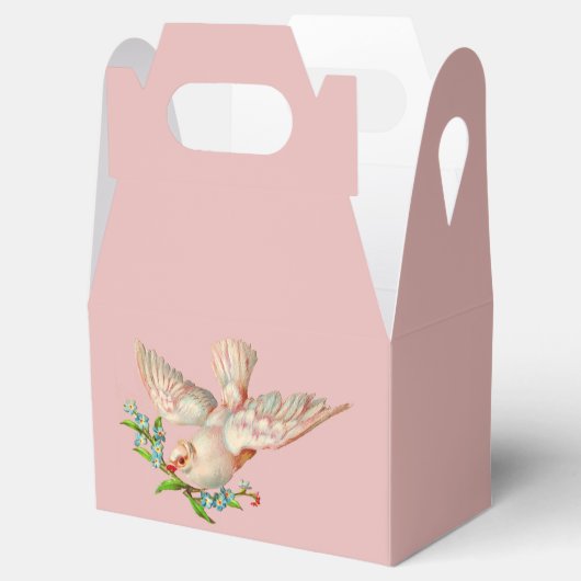 schöne weiße Taube mit Sprig im Mund Geschenkschachtel (Geöffnet)