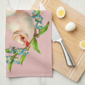 schöne weiße Taube mit Sprig im Mund Geschirrtuch (Viertel Falte)