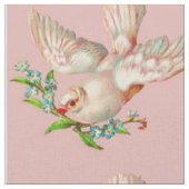 schöne weiße Taube mit Sprig im Mund Stoff (Nahaufnahme)