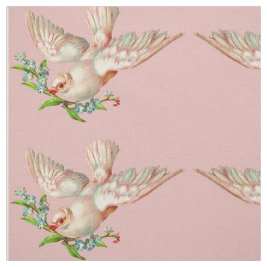 schöne weiße Taube mit Sprig im Mund Stoff (Muster)