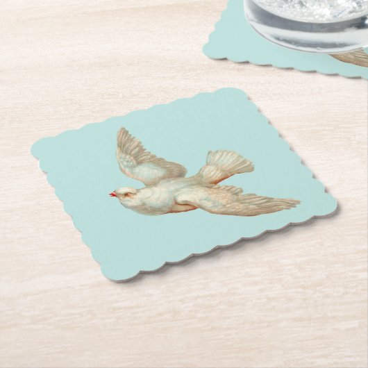schöne weiße Taube Untersetzer (angewinkelt)