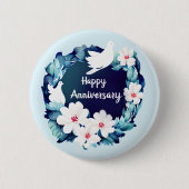 Schöne weiße Tauben Blumenreste Button (Vorderseite)