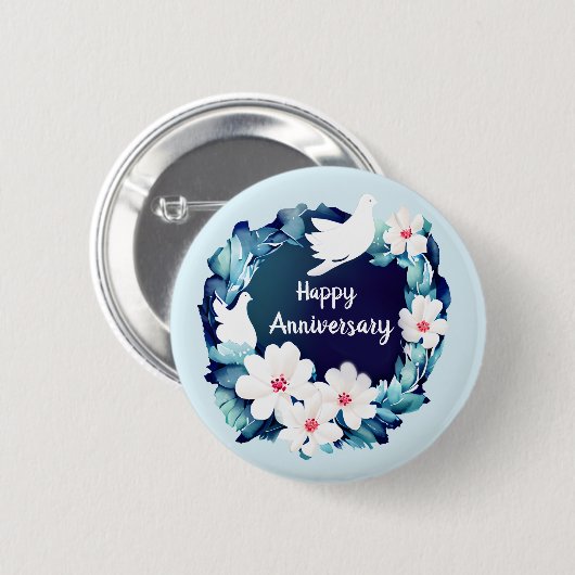 Schöne weiße Tauben Blumenreste Button (Vorne & Hinten)