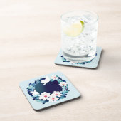 Schöne weiße Tauben Blumenreste Getränkeuntersetzer (Rechte Seite)