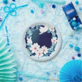 Schöne weiße Tauben Blumenreste Pappteller (Party)