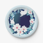 Schöne weiße Tauben Blumenreste Pappteller (Vorderseite)