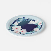 Schöne weiße Tauben Blumenreste Pappteller (Schrägansicht)