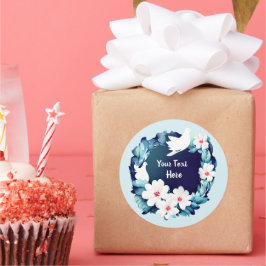 Schöne weiße Tauben Blumenreste Runder Aufkleber