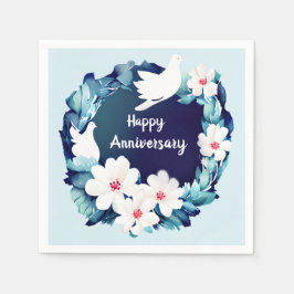 Schöne weiße Tauben Blumenreste Serviette