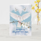 Schöne weiße Tauben "Nicht weinen" Gedenkstätte Karte (Gelbe Blume)