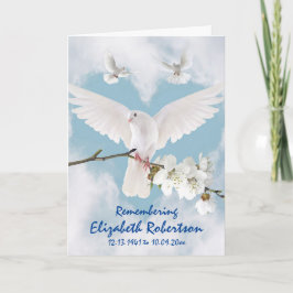 Schöne weiße Tauben "Nicht weinen" Gedenkstätte Karte