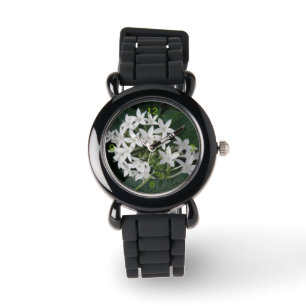 Schöne, weiße tropische Blume mit Zahlen überwache Armbanduhr