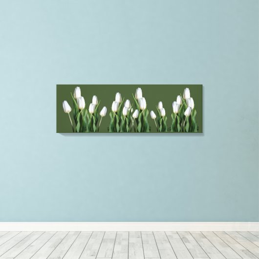 Schöne weiße Tulpe Blume Grün moderne Blumen Leinwanddruck (Insitu (Holzboden))