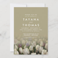 Schöne weiße Tulpen Malerei Hochzeit Einladung