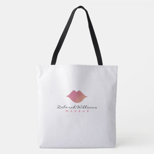 schöne weiße Tüte mit ihrem Namen und rosa Lippen Tasche (Vorderseite)