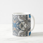 Schöne, weiße und blaue Arabeske, islamische Patro Kaffeetasse (VorderseiteRechts)