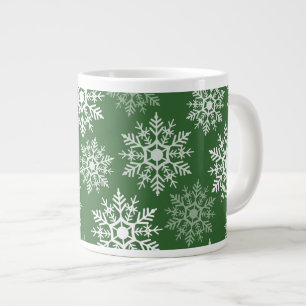 Schöne, weiße und grüne Winterschneestars Jumbo-Tasse