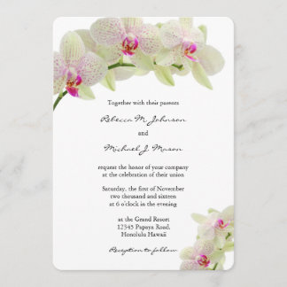 Schöne, weiße und heiß rosa Orchideen Hochzeit Einladung
