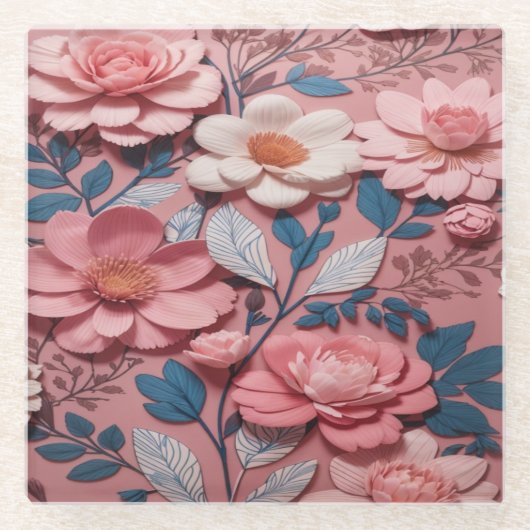 Schöne, weiße und rosa Blume Sandstone Untersetzer (Vorderseite)