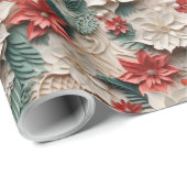 Schöne weiße und rote 3D Poinsettias Geschenkpapier (Rolleneckpunkt)
