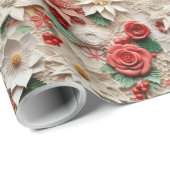 Schöne weiße und rote 3D Poinsettias Geschenkpapier (Rolleneckpunkt)