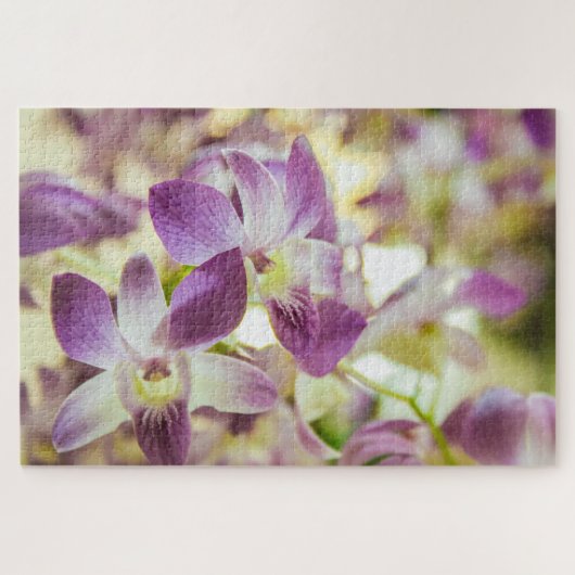 Schöne weiße und violette Blumen Puzzle (Horizontal)