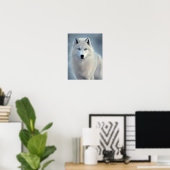 Schöne Weiße Wolf Kunst Poster (Heimbüro)
